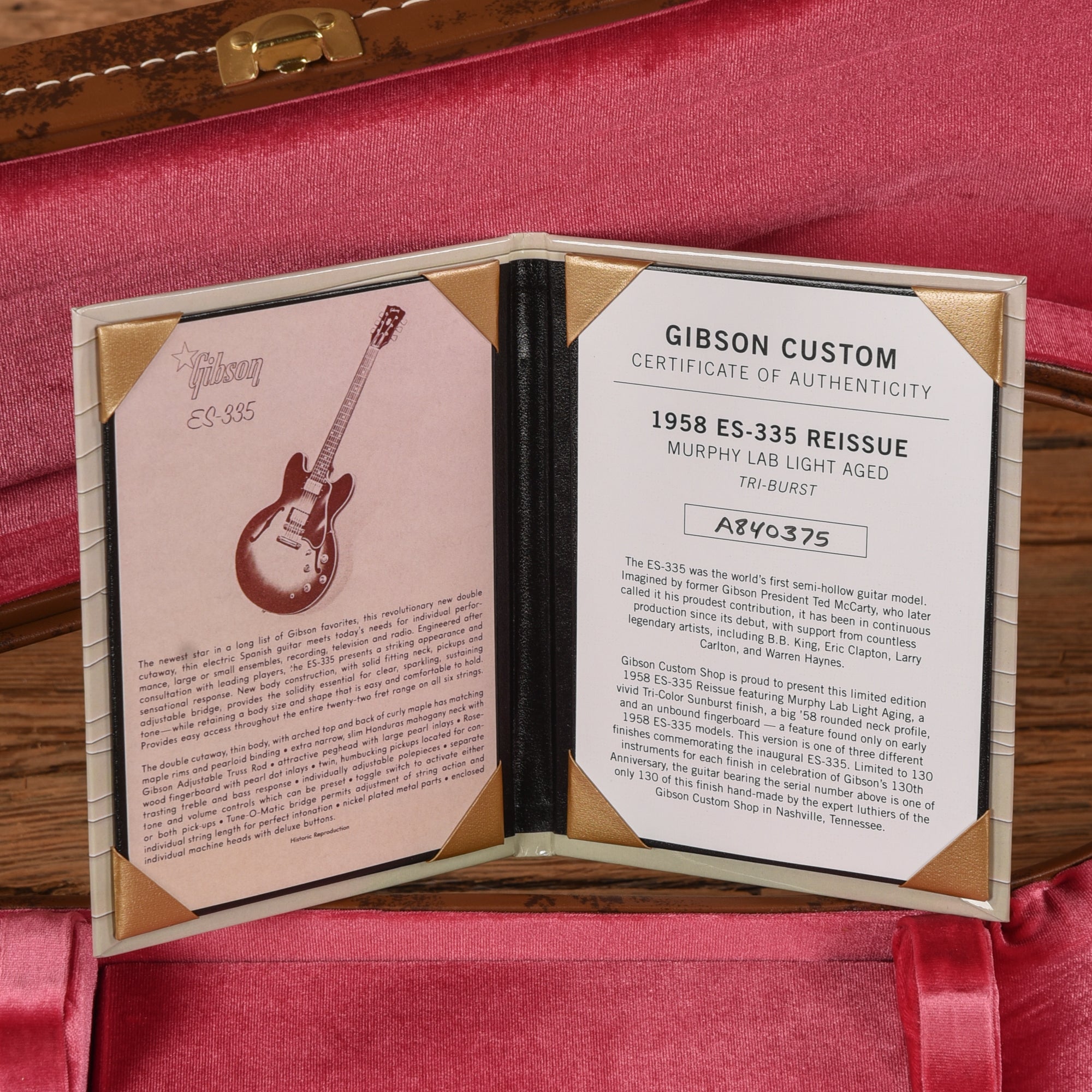 Gibson Custom Murphy Lab '58 ES-335 Light Aged Sunburst 2024 Electric Guitars / Semi-Hollow