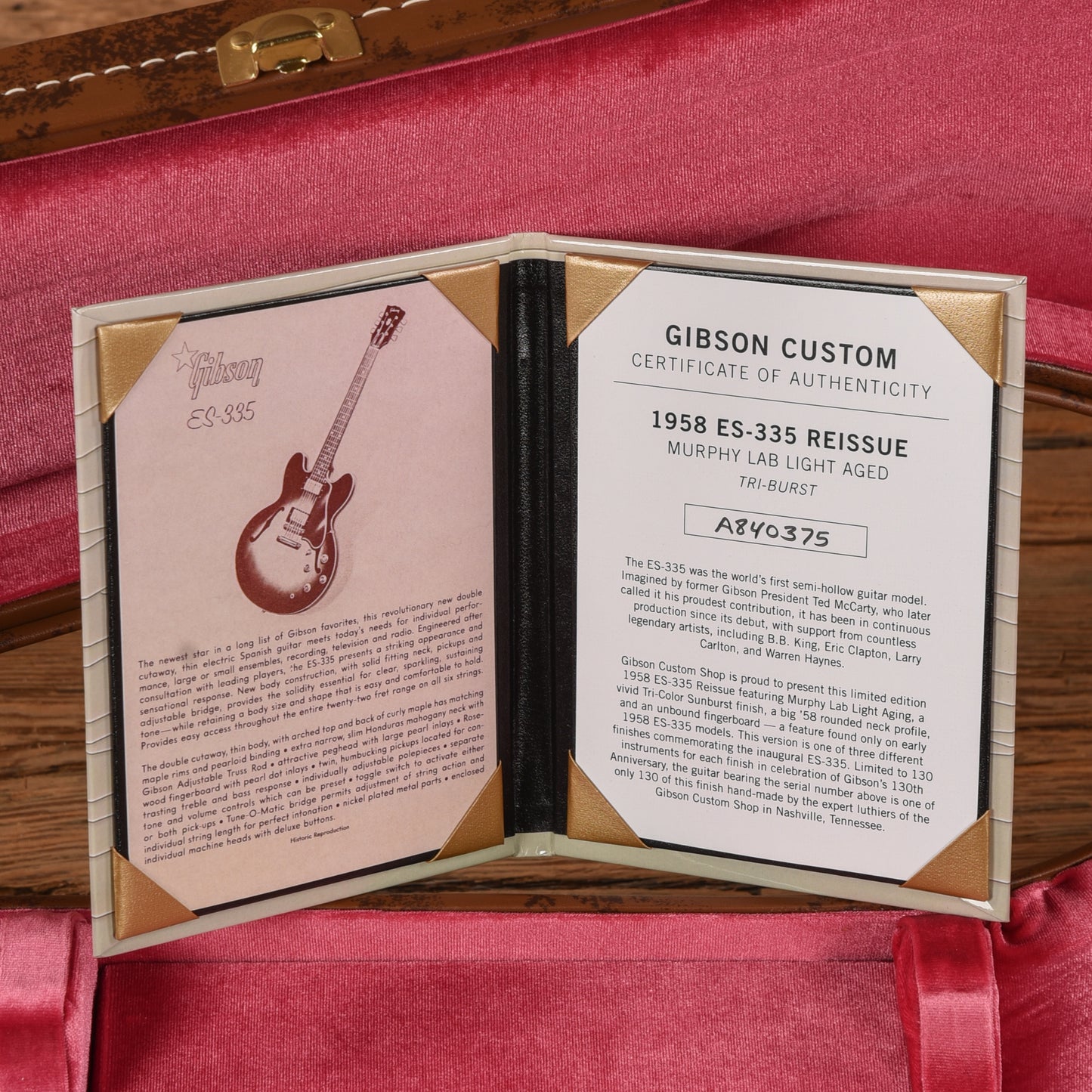 Gibson Custom Murphy Lab '58 ES-335 Light Aged Sunburst 2024 Electric Guitars / Semi-Hollow