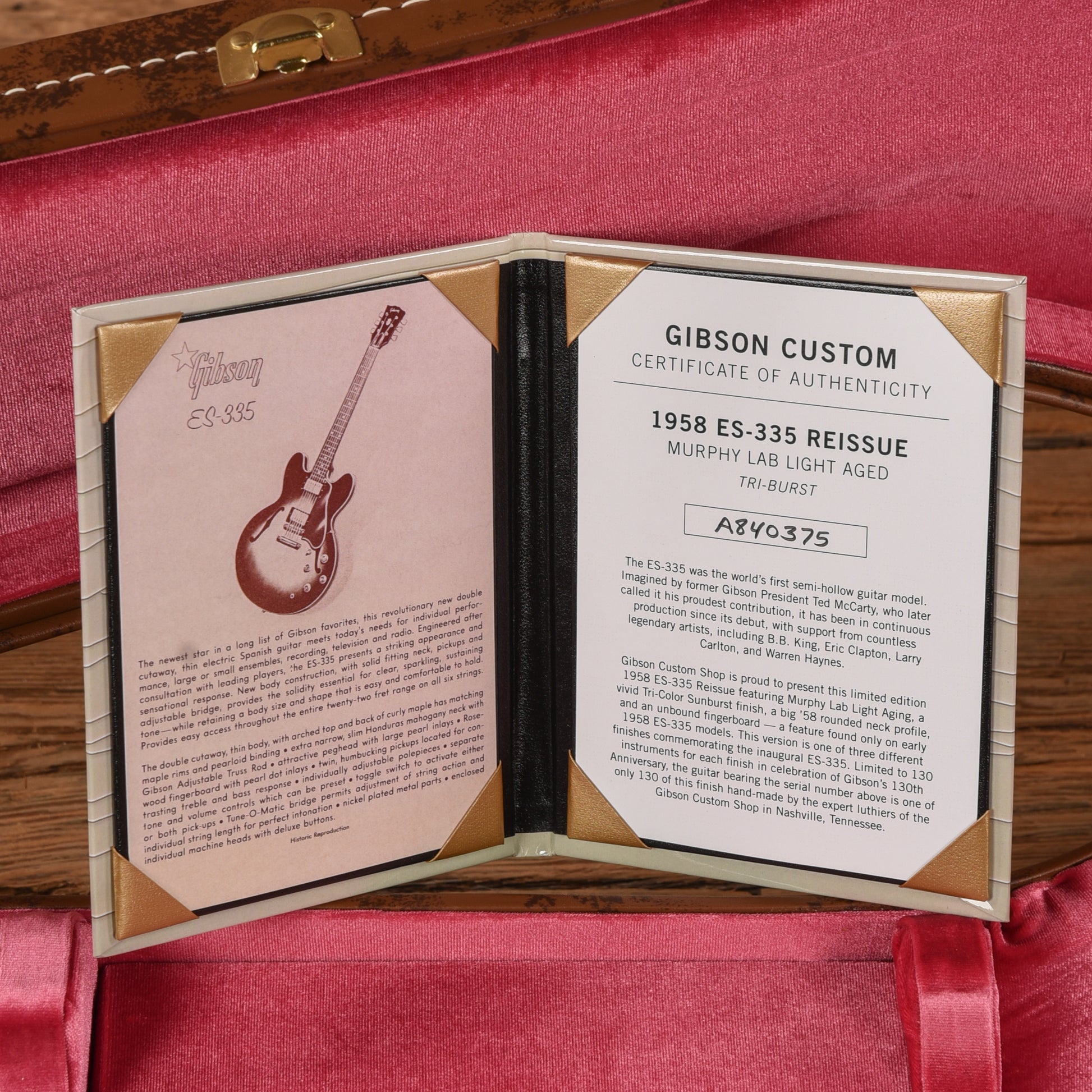 Gibson Custom Murphy Lab '58 ES-335 Light Aged Sunburst 2024 Electric Guitars / Semi-Hollow