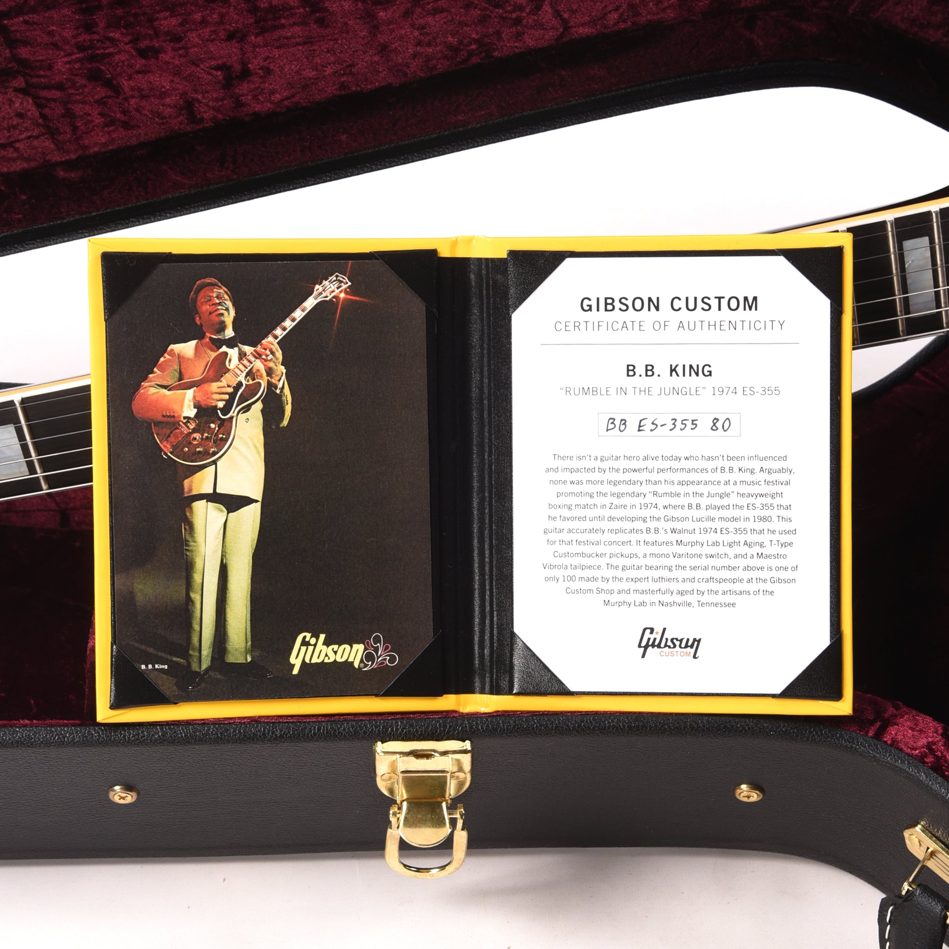 Gibson Custom Shop B.B. King "Rumble in the Jungle" 1974 ES-335 Walnut Murphy Lab Light Aged Electric Guitars / Semi-Hollow