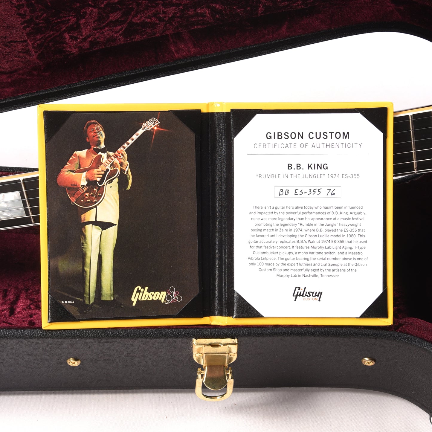 Gibson Custom Shop B.B. King "Rumble in the Jungle" 1974 ES-335 Walnut Murphy Lab Light Aged Electric Guitars / Semi-Hollow