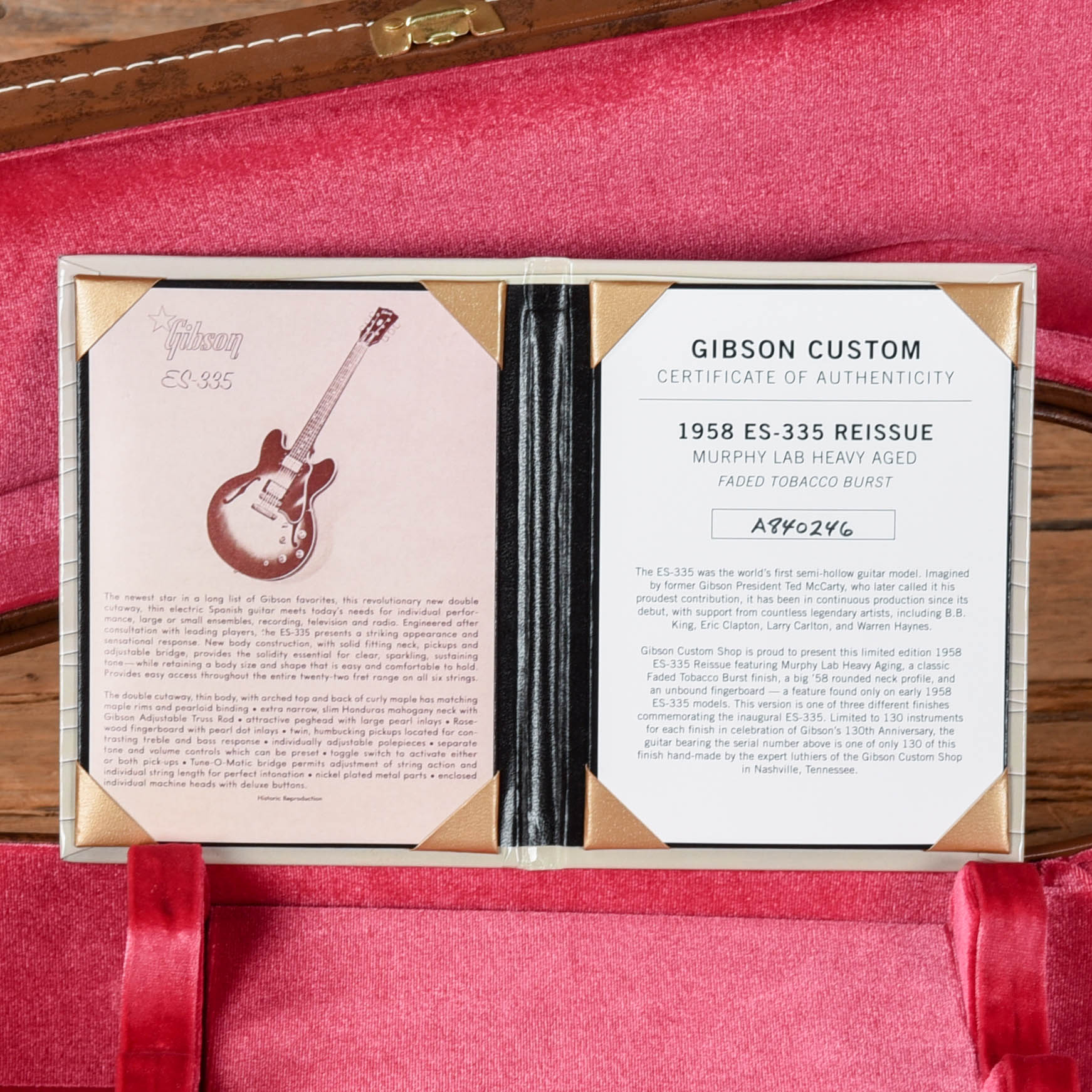 Gibson Custom Shop Murphy Lab '58 ES-335 Reissue Heavy Aged Faded Tobacco Burst 2024 Electric Guitars / Semi-Hollow