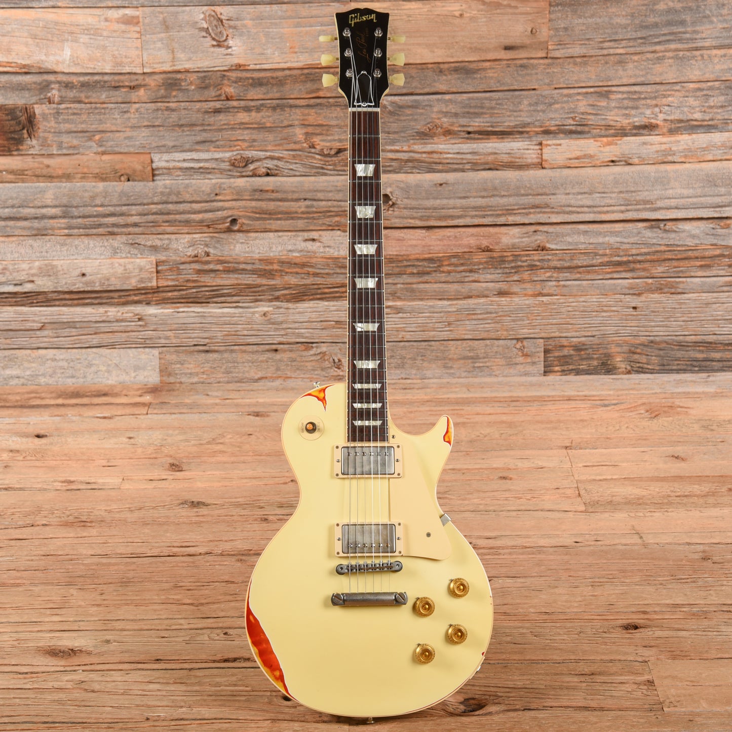 Gibson Custom Painted Over Series '58 Les Paul Standard Reissue Classic White Over Cherry Sunburst 2017 Electric Guitars / Solid Body