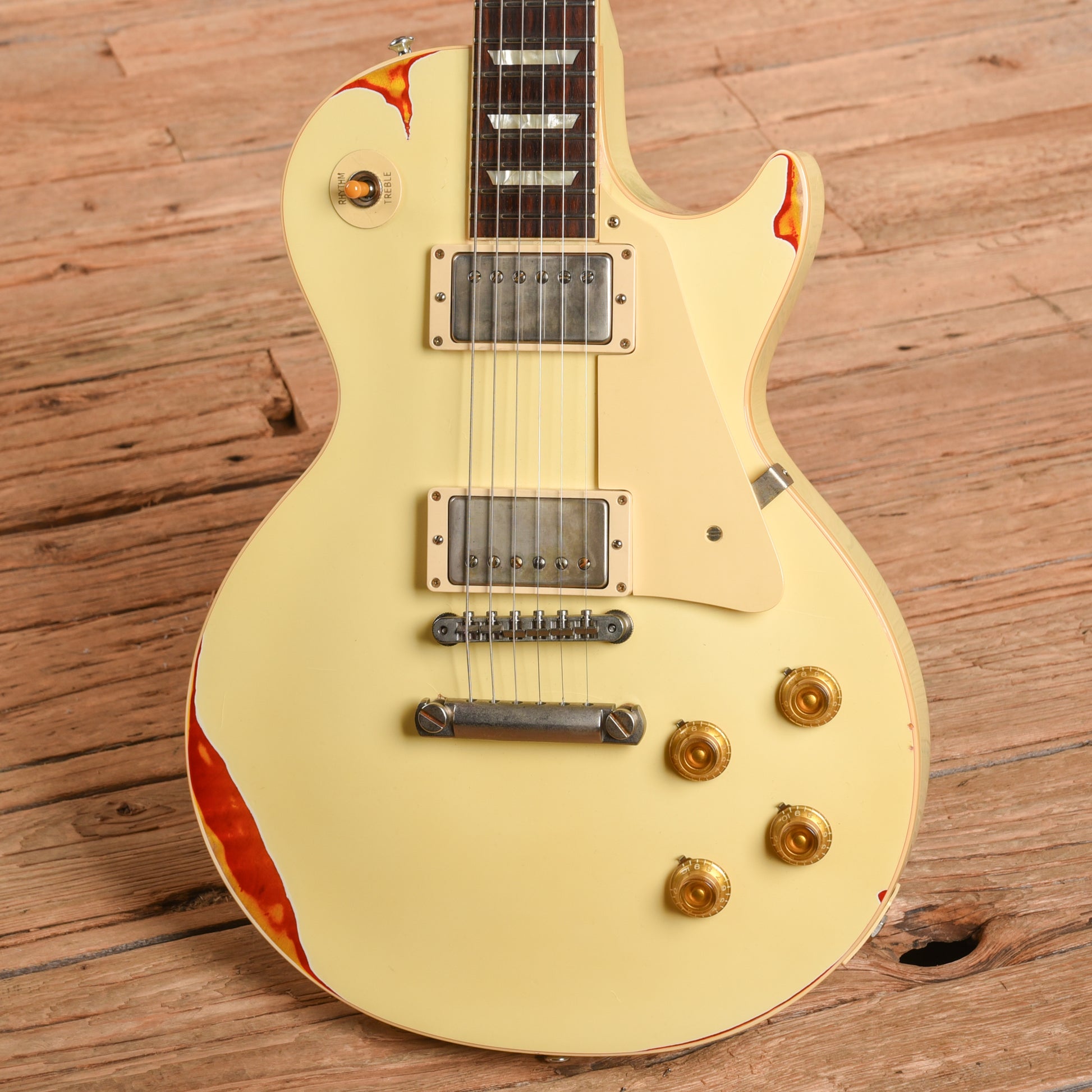Gibson Custom Painted Over Series '58 Les Paul Standard Reissue Classic White Over Cherry Sunburst 2017 Electric Guitars / Solid Body
