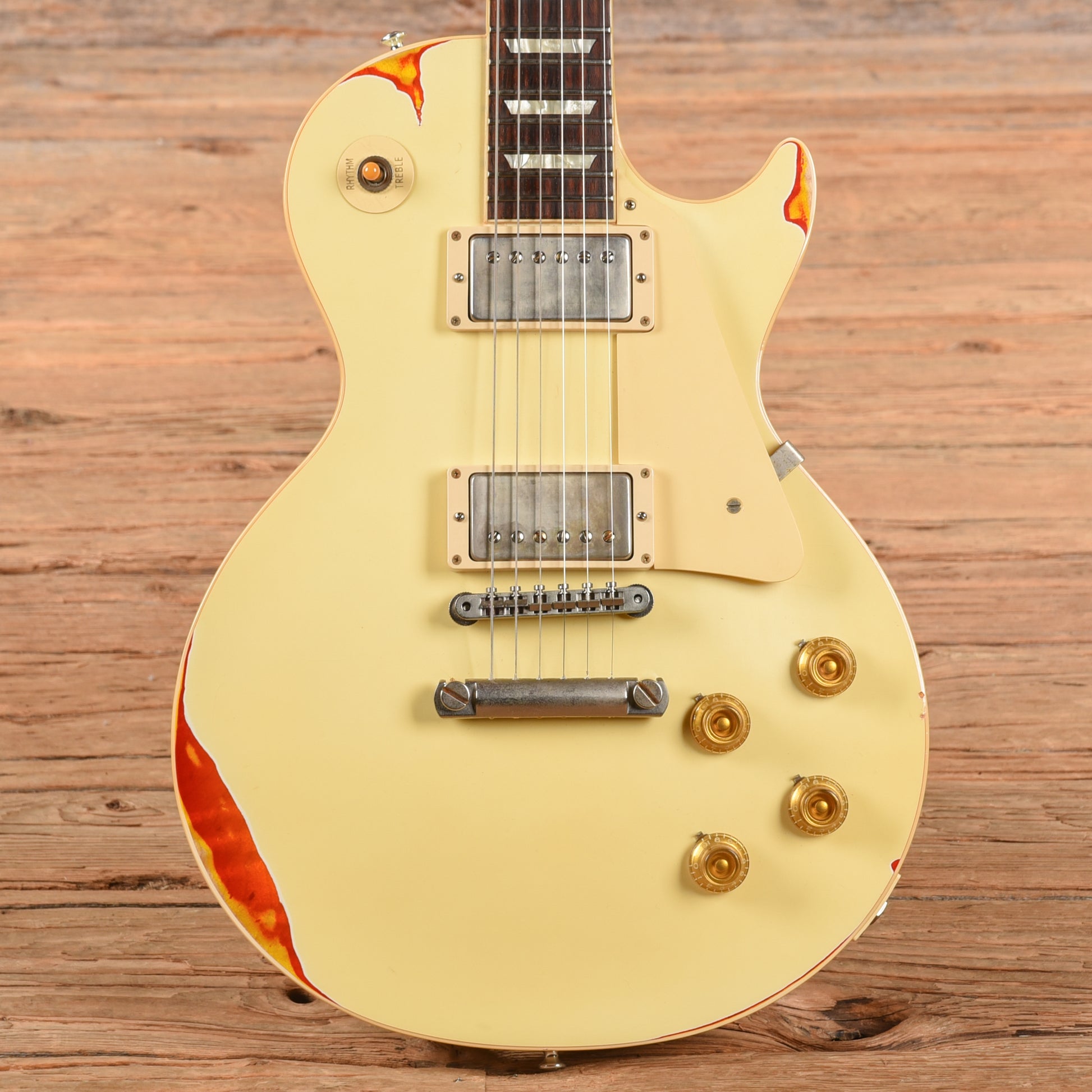 Gibson Custom Painted Over Series '58 Les Paul Standard Reissue Classic White Over Cherry Sunburst 2017 Electric Guitars / Solid Body