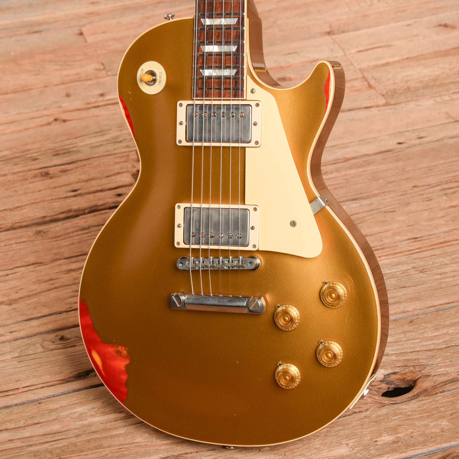Gibson Custom Painted Over Series '58 Les Paul Standard Reissue Gold Over Cherry Sunburst 2017 Electric Guitars / Solid Body