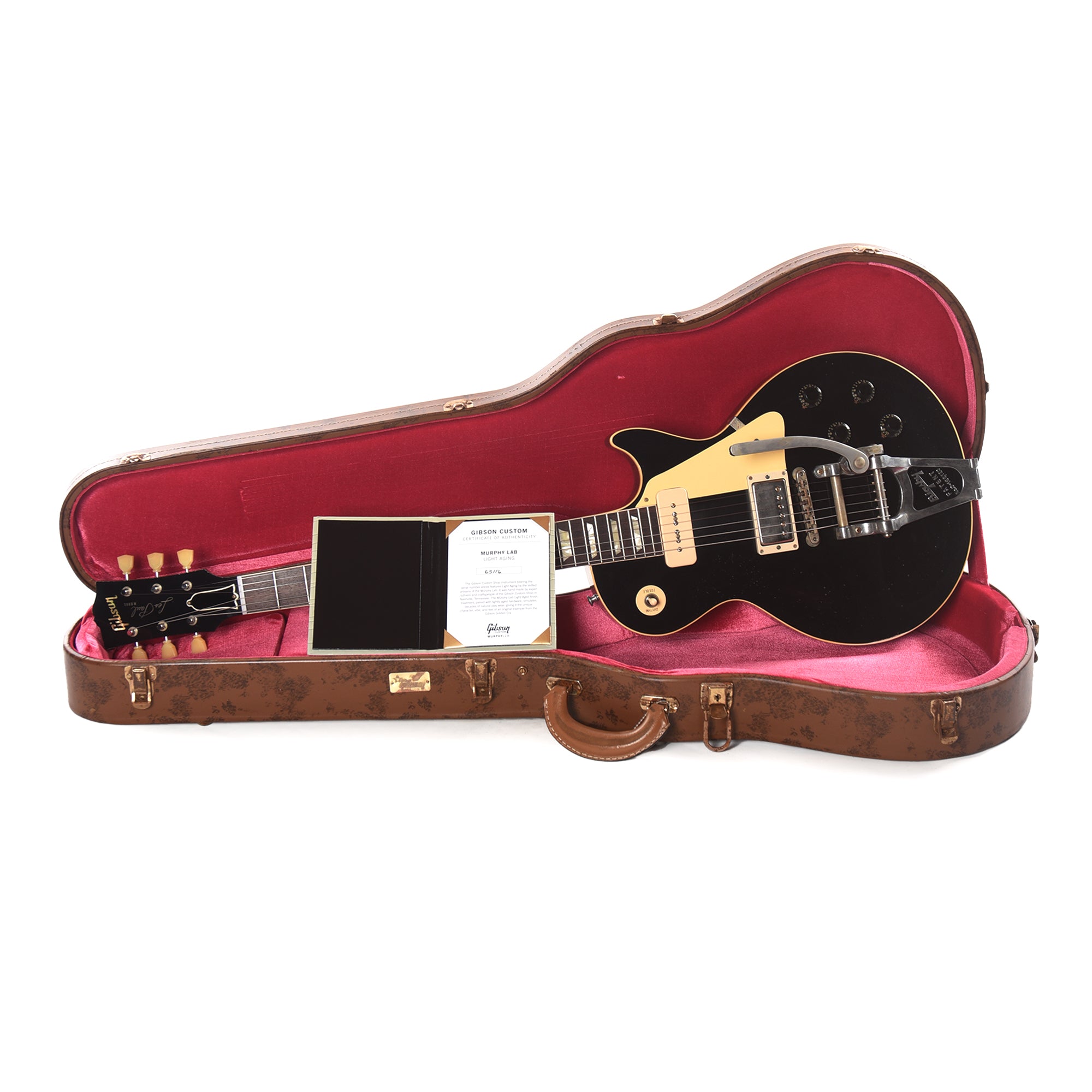 Gibson Custom Shop 1956 Les Paul Standard Ebony Top Murphy Lab Light Aged w/Bigsby B7 Electric Guitars / Solid Body