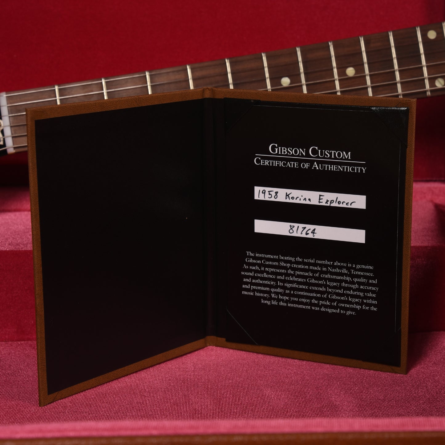 Gibson Custom Shop 1958 Korina Explorer Reissue Natural w/White Pickguard Electric Guitars / Solid Body