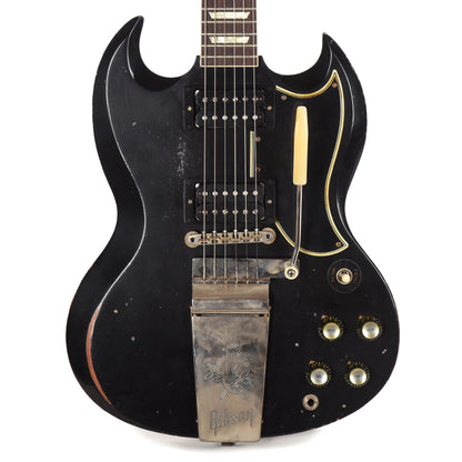 Gibson Custom Shop 1961 Les Paul SG Standard "CME Spec" Antique Ebony Murphy Lab Heavy Aged NH w/Long Maestro Vibrola & Black Uncovered Custom "S" Buckers Electric Guitars / Solid Body