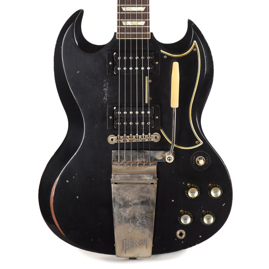 Gibson Custom Shop 1961 Les Paul SG Standard "CME Spec" Antique Ebony Murphy Lab Heavy Aged NH w/Long Maestro Vibrola & Black Uncovered Custom "S" Buckers Electric Guitars / Solid Body