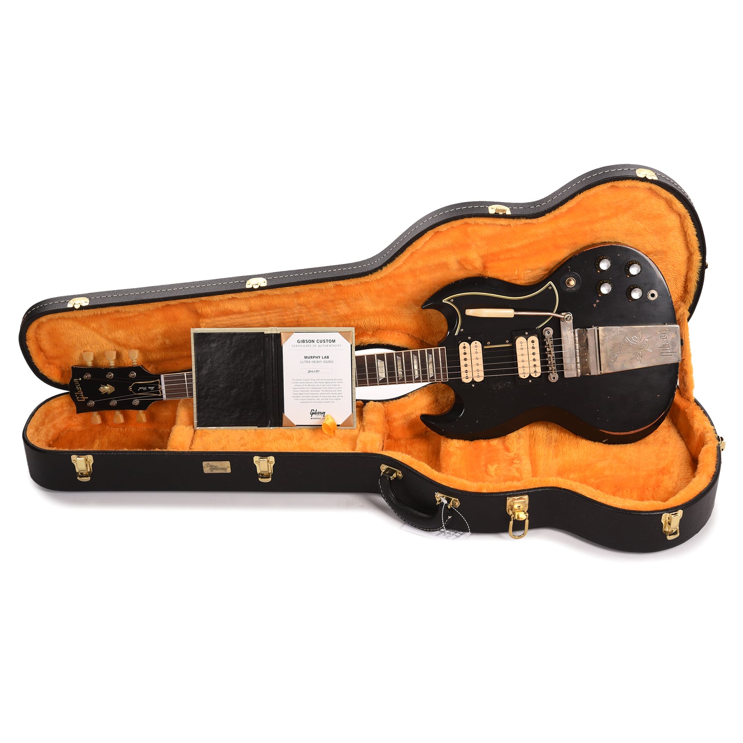 Gibson Custom Shop 1961 Les Paul SG Standard "CME Spec" Antique Ebony Murphy Lab Heavy Aged NH w/Long Maestro Vibrola & Double White Custom "S" Buckers Electric Guitars / Solid Body