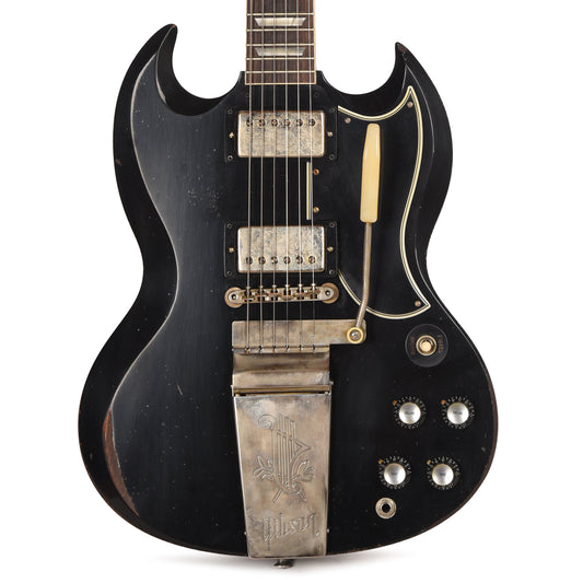 Gibson Custom Shop 1961 Les Paul SG Standard "CME Spec" Antique Ebony Murphy Lab Heavy Aged w/Long Maestro Vibrola Electric Guitars / Solid Body