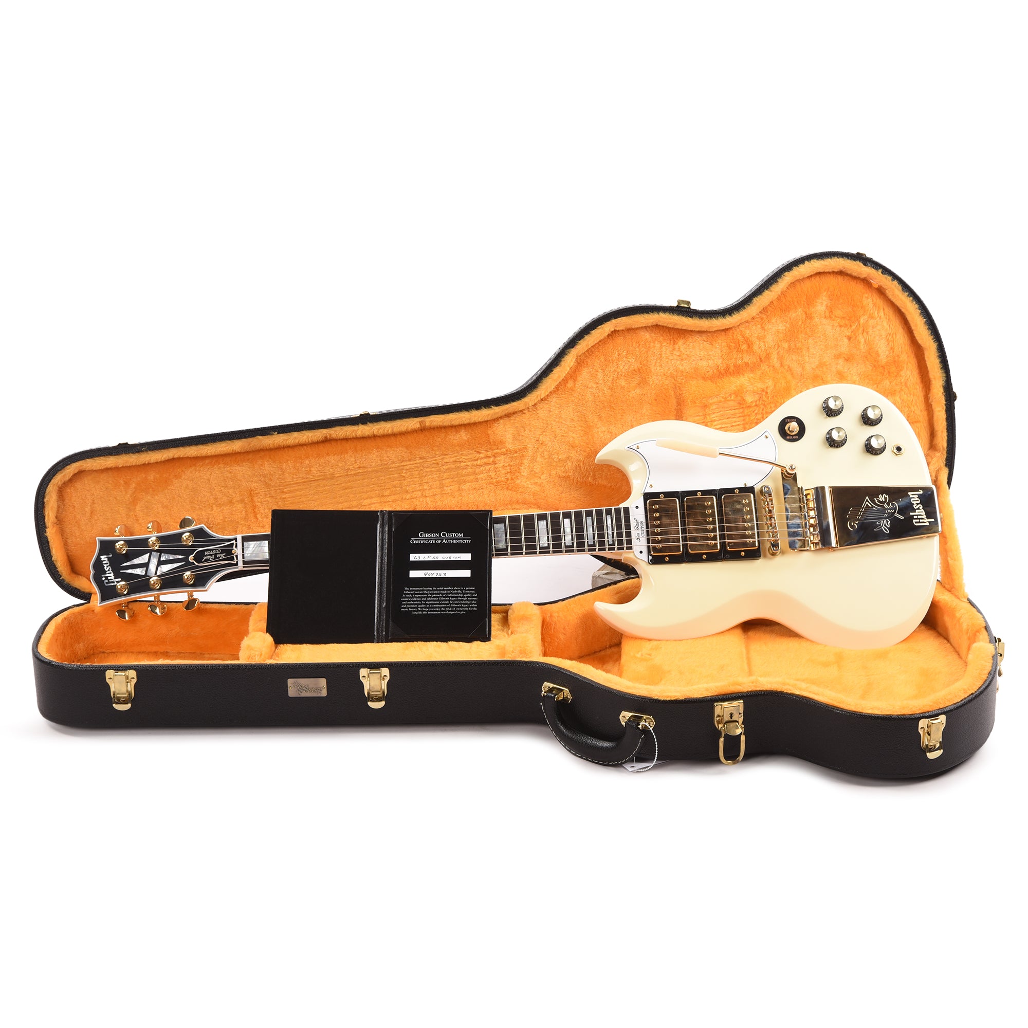 Gibson Custom Shop 1963 Les Paul SG Custom Reissue w/Maestro Classic White VOS Electric Guitars / Solid Body