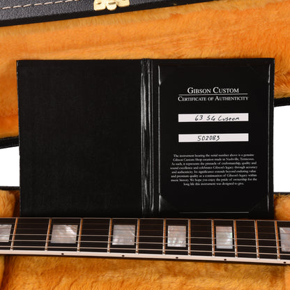 Gibson Custom Shop 1963 SG Custom "CME Spec" Ebony Gloss w/Maestro Vibrola Electric Guitars / Solid Body