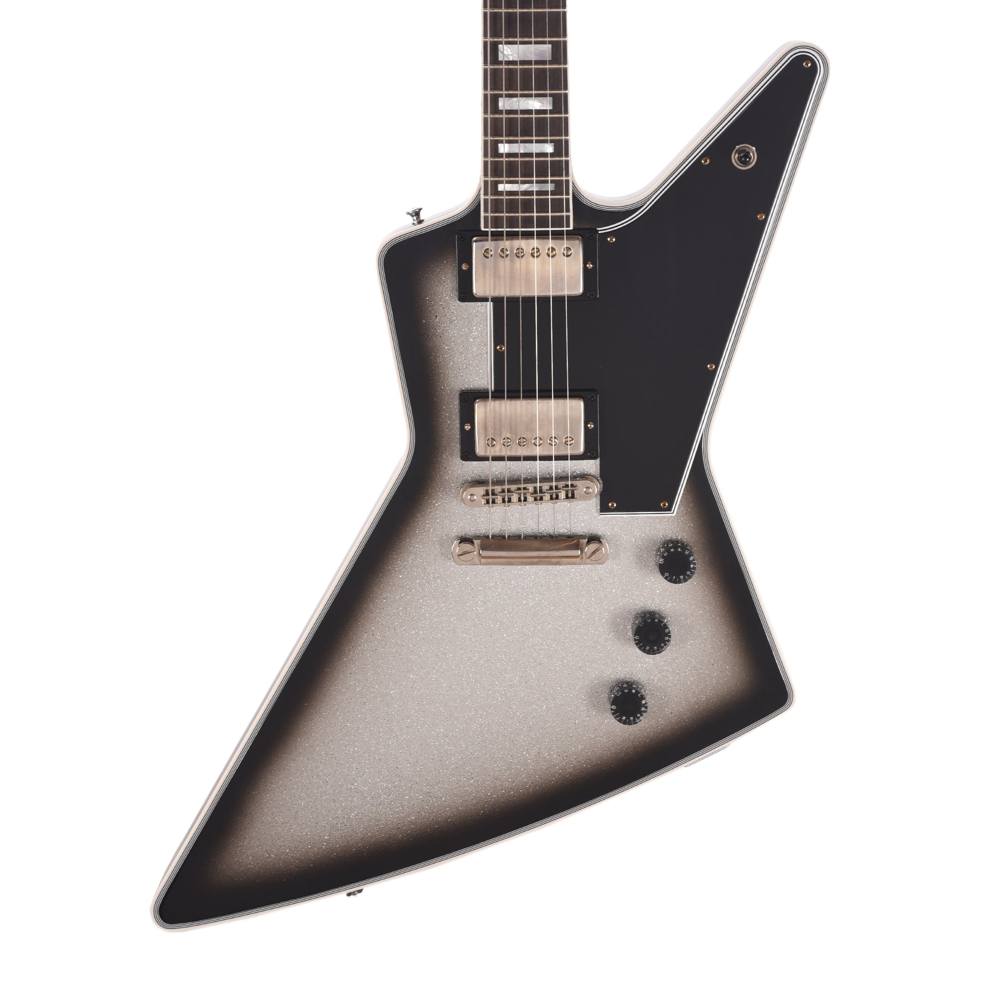 Gibson Custom Shop Explorer Custom "CME Spec" Silver Sparkle Burst/Black Back VOS w/Silver Stinger Electric Guitars / Solid Body