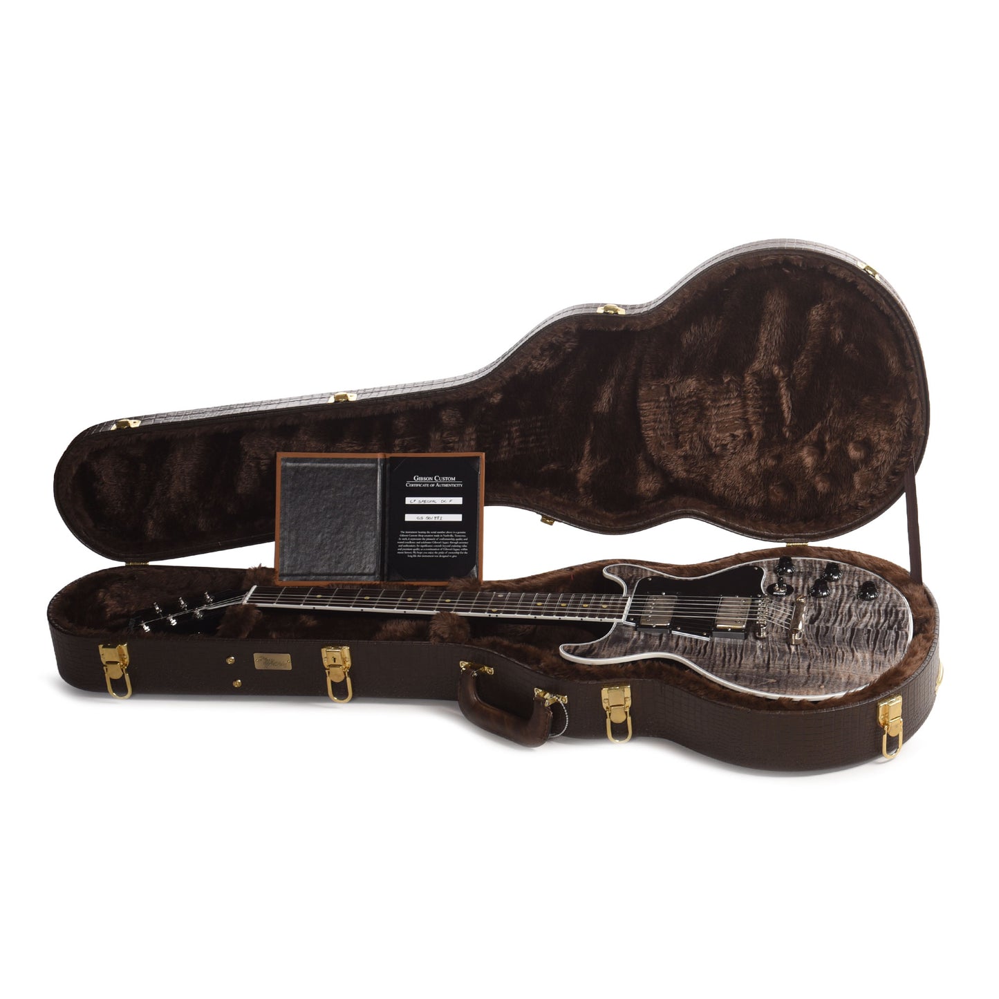 Gibson Custom Shop Les Paul Special Double Cut Figured Trans Black VOS Electric Guitars / Solid Body