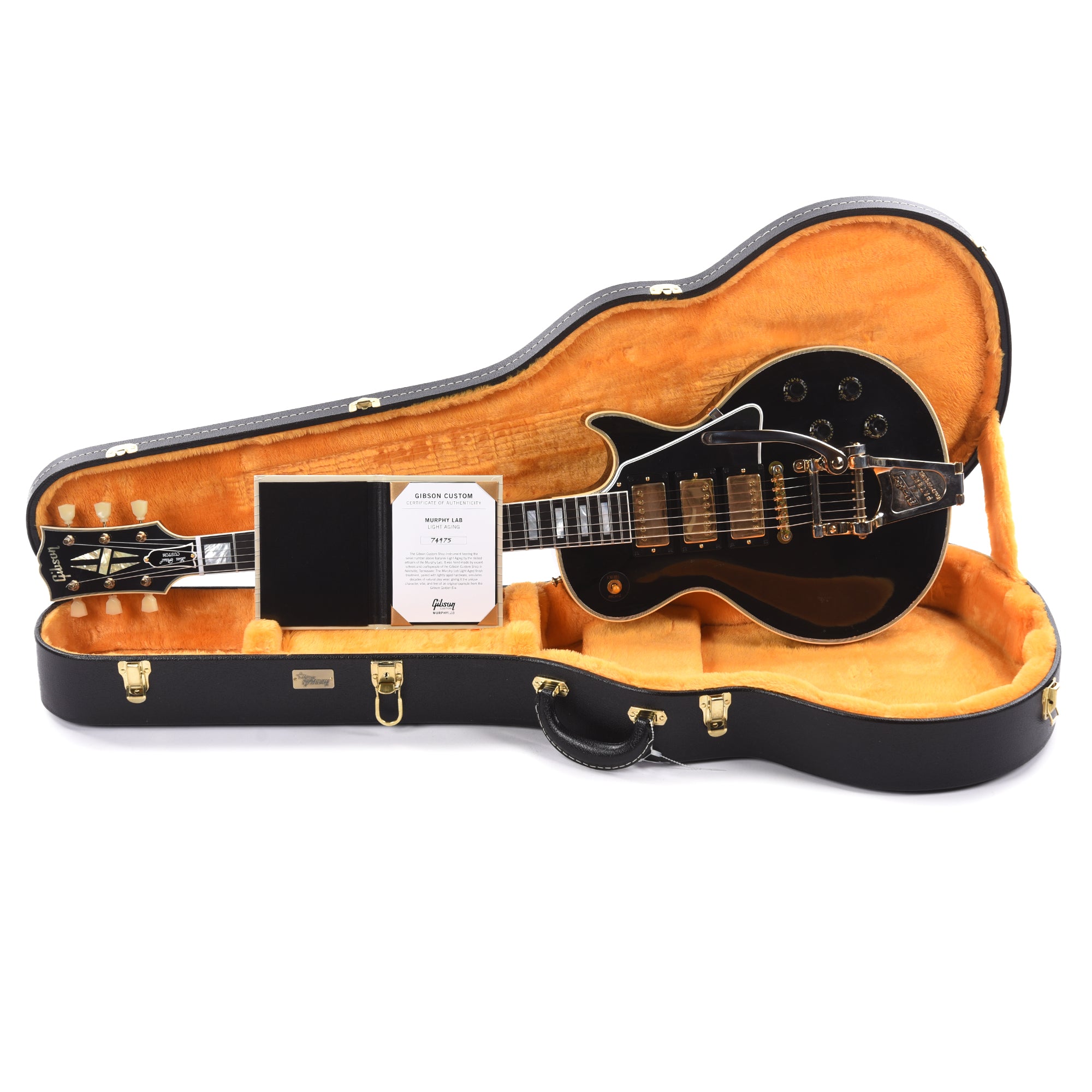 Gibson Custom Shop Murphy Lab 1957 Les Paul Custom Reissue 3-Pickup Ebony Light Aged w/Bigsby Electric Guitars / Solid Body