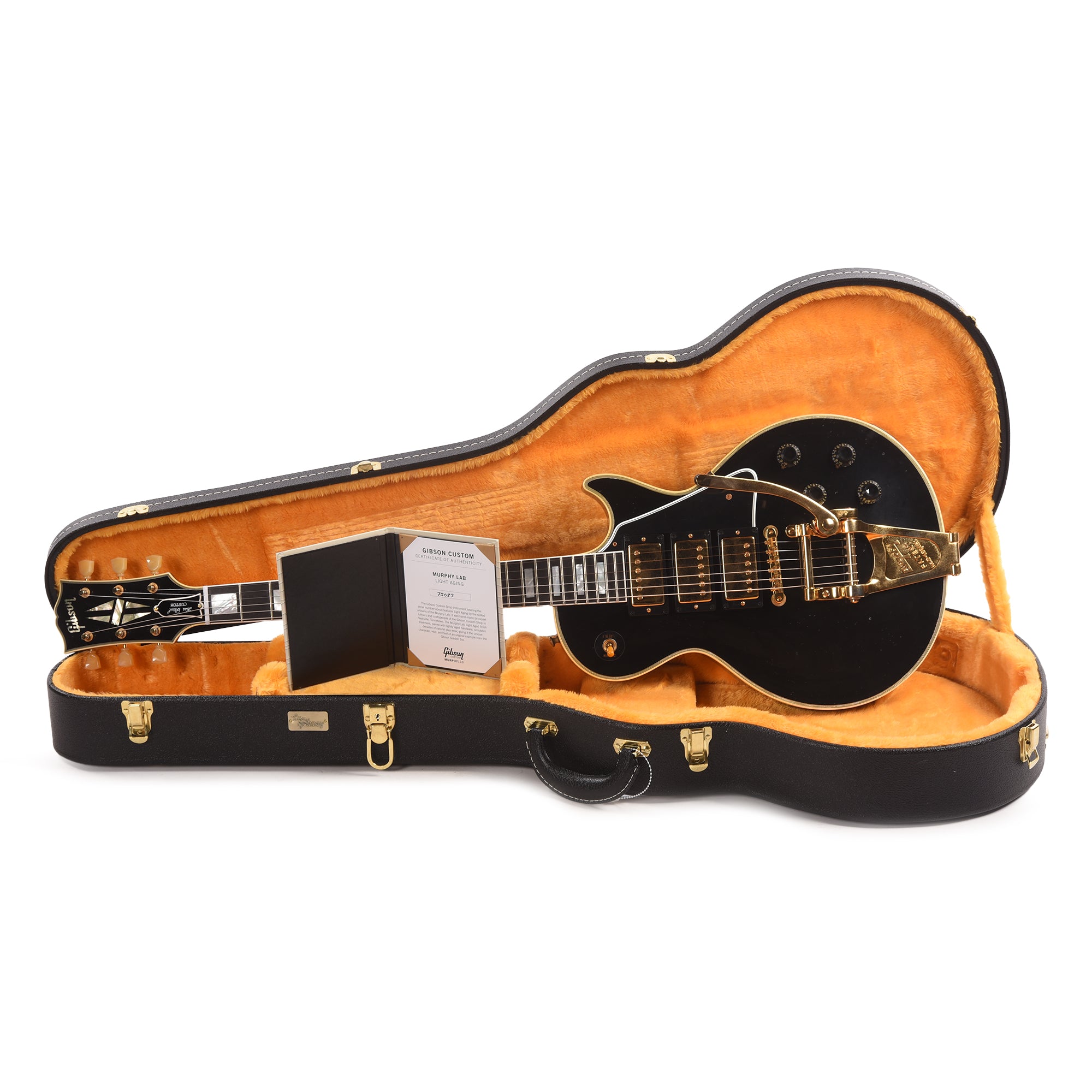 Gibson Custom Shop Murphy Lab 1957 Les Paul Custom Reissue 3-Pickup Ebony Light Aged w/Bigsby Electric Guitars / Solid Body