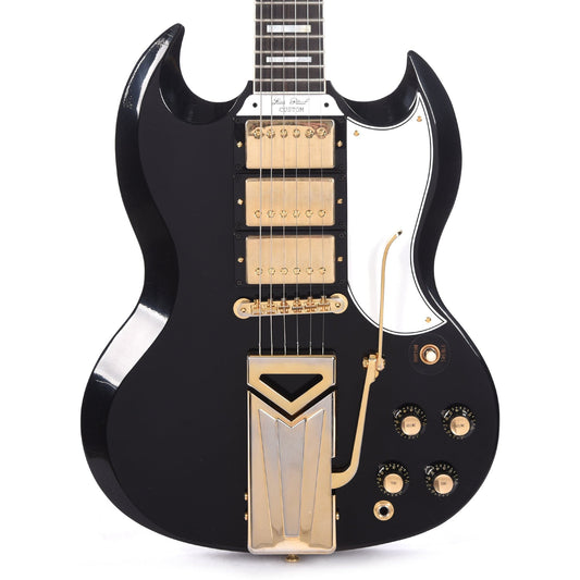 Gibson Custom Shop Murphy Lab 1961 Les Paul/SG Custom "CME Spec" Heavy Antique Ebony Ultra Light Aged w/Sideways Vibrola Electric Guitars / Solid Body