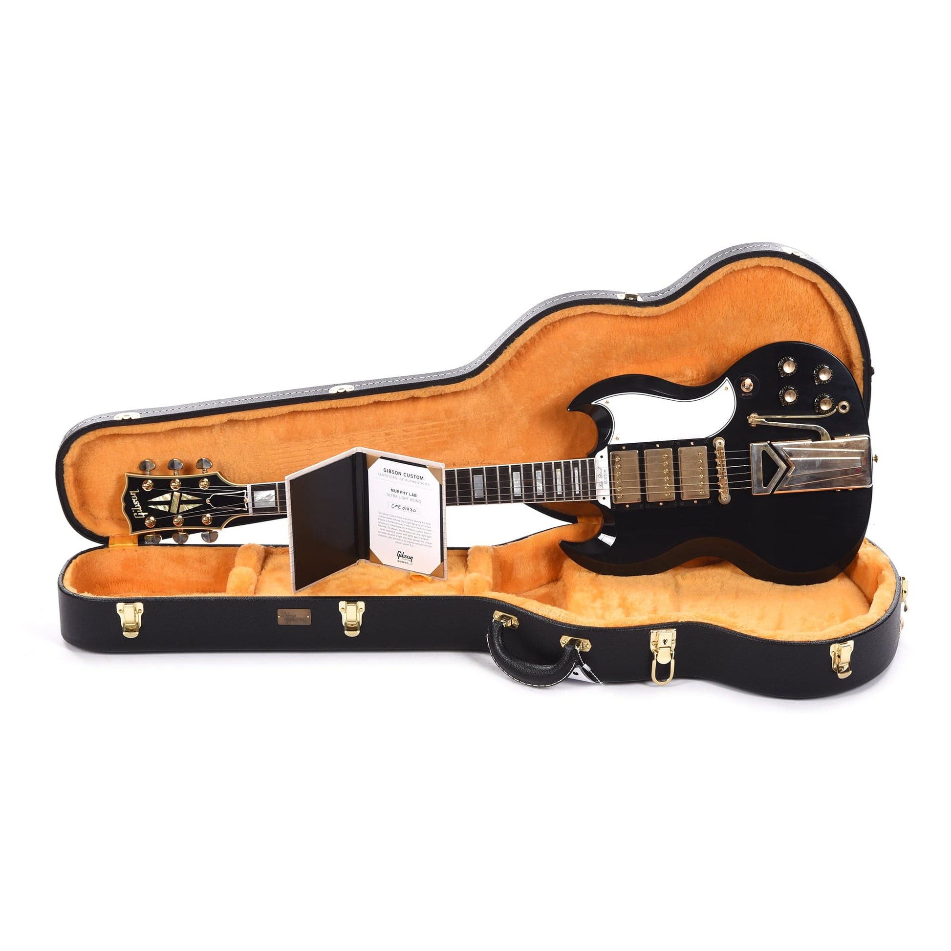 Gibson Custom Shop Murphy Lab 1961 Les Paul/SG Custom "CME Spec" Heavy Antique Ebony Ultra Light Aged w/Sideways Vibrola Electric Guitars / Solid Body