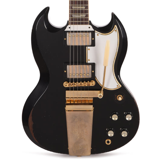 Gibson Custom Shop Murphy Lab 1961 Les Paul/SG Standard "CME Spec" Heavy Antique Ebony Heavy Aged w/Maestro Vibrola Electric Guitars / Solid Body