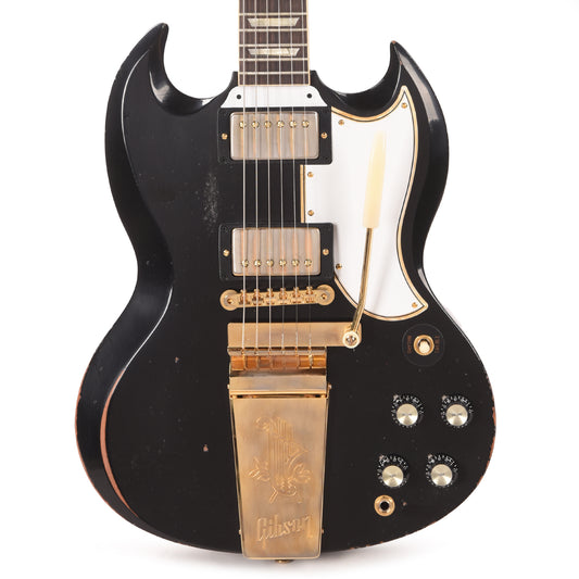 Gibson Custom Shop Murphy Lab 1961 Les Paul/SG Standard "CME Spec" Heavy Antique Ebony Heavy Aged w/Maestro Vibrola Electric Guitars / Solid Body
