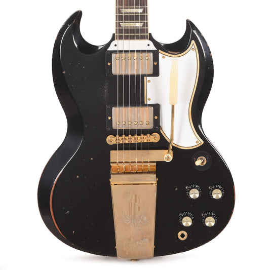 Gibson Custom Shop Murphy Lab 1961 LP/SG Standard "CME Spec" Heavy Antique Ebony Heavy Aged w/Maestro Vibrola Electric Guitars / Solid Body