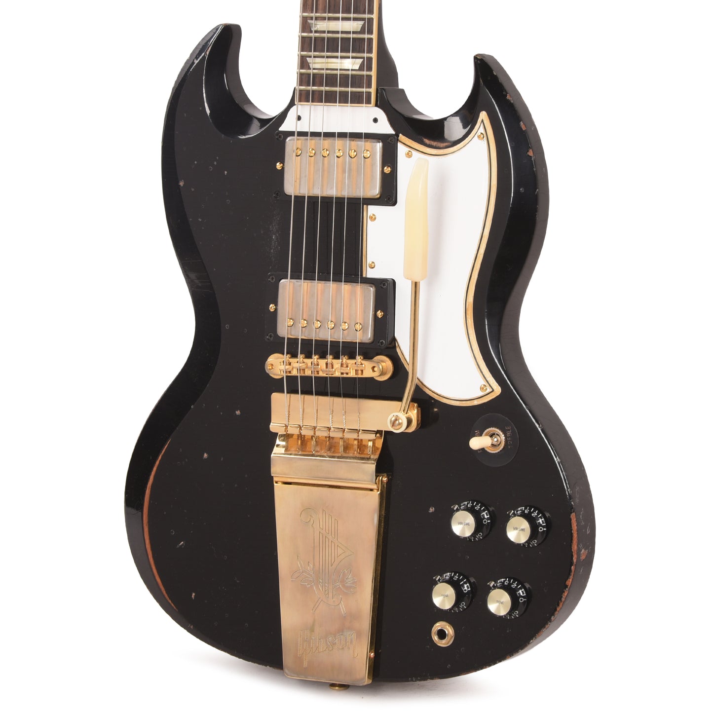 Gibson Custom Shop Murphy Lab 1961 LP/SG Standard "CME Spec" Heavy Antique Ebony Heavy Aged w/Maestro Vibrola Electric Guitars / Solid Body