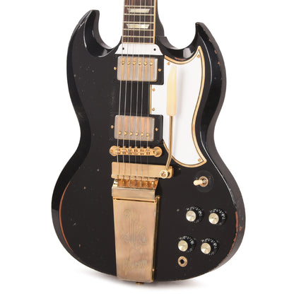 Gibson Custom Shop Murphy Lab 1961 LP/SG Standard "CME Spec" Heavy Antique Ebony Heavy Aged w/Maestro Vibrola Electric Guitars / Solid Body