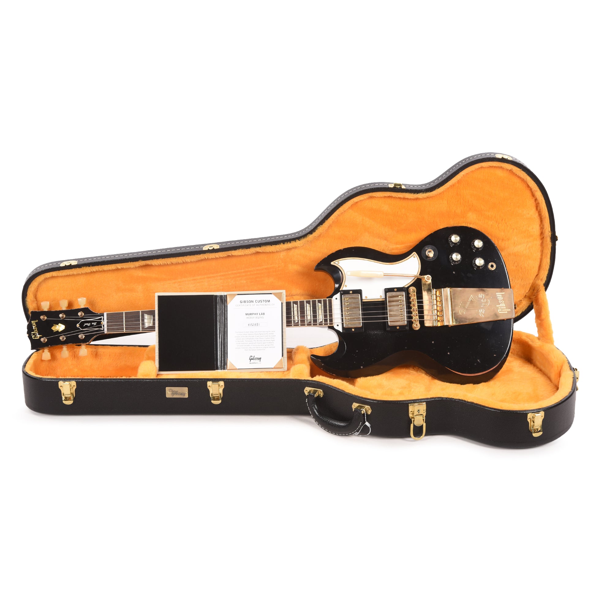 Gibson Custom Shop Murphy Lab 1961 LP/SG Standard "CME Spec" Heavy Antique Ebony Heavy Aged w/Maestro Vibrola Electric Guitars / Solid Body