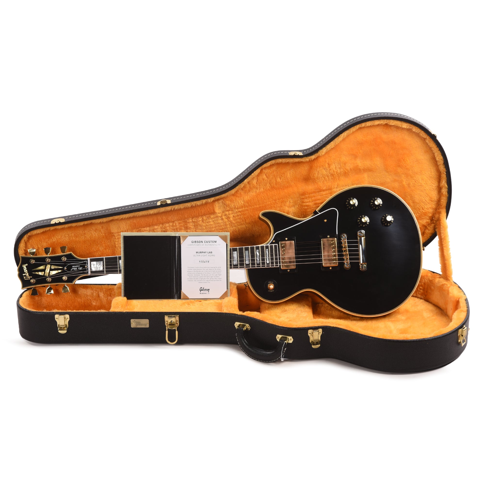 Gibson Custom Shop Murphy Lab 1968 Les Paul Custom Reissue Ebony Ultra Light Aged Electric Guitars / Solid Body