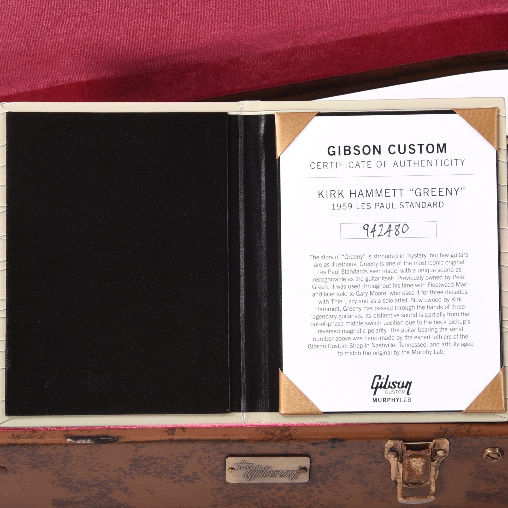 Gibson Custom Shop Murphy Lab Replica Kirk Hammett 1959 Les Paul Standard "Greeny" Aged Electric Guitars / Solid Body