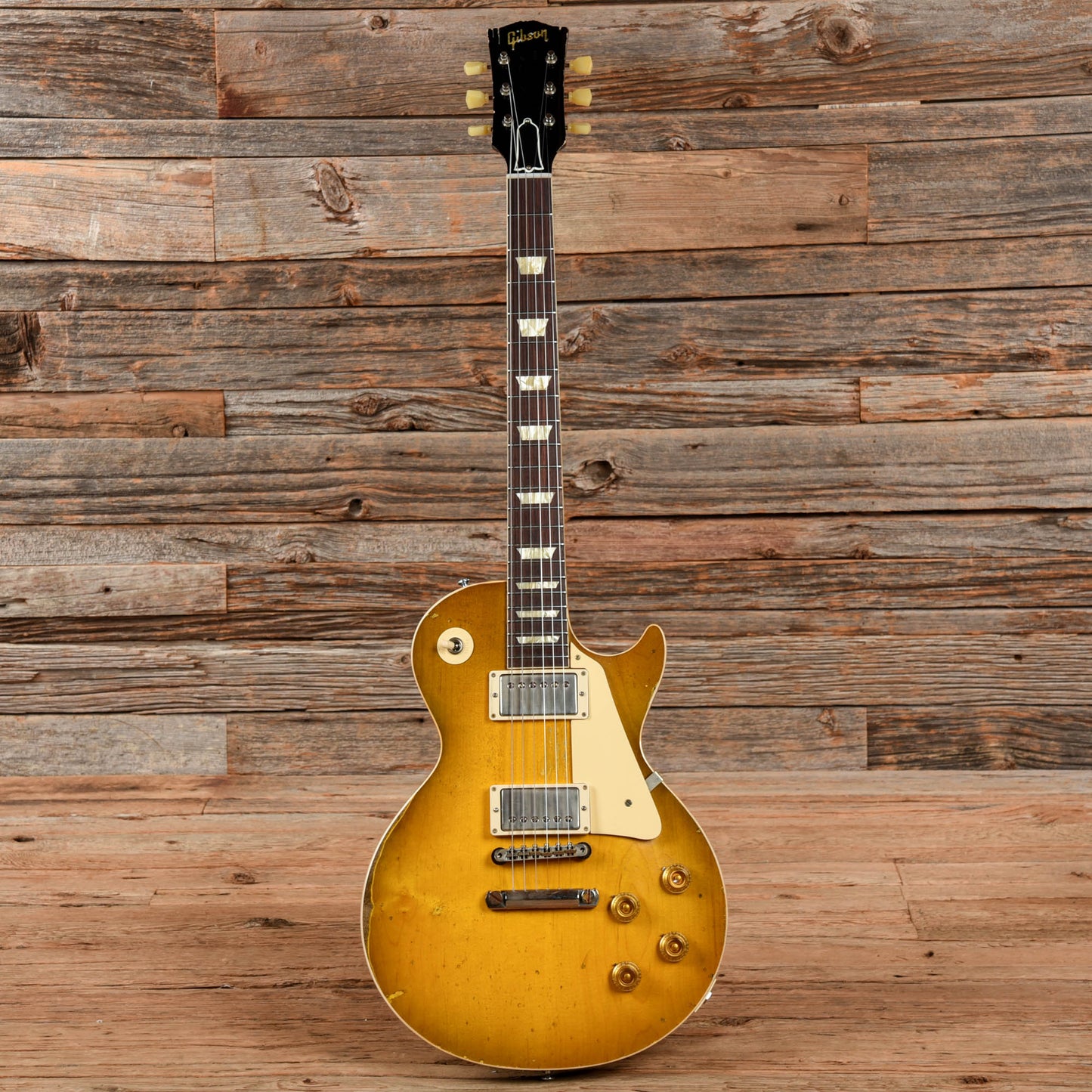 Gibson Custom Wildwood Spec 58 Les Paul Standard Ultra Heavy Aged Green Lemon Fade Electric Guitars / Solid Body