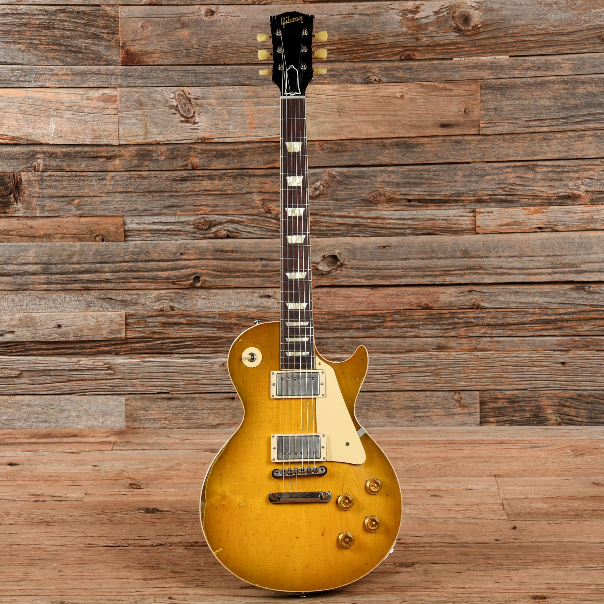 Gibson Custom Wildwood Spec 58 Les Paul Standard Ultra Heavy Aged Green Lemon Fade Electric Guitars / Solid Body