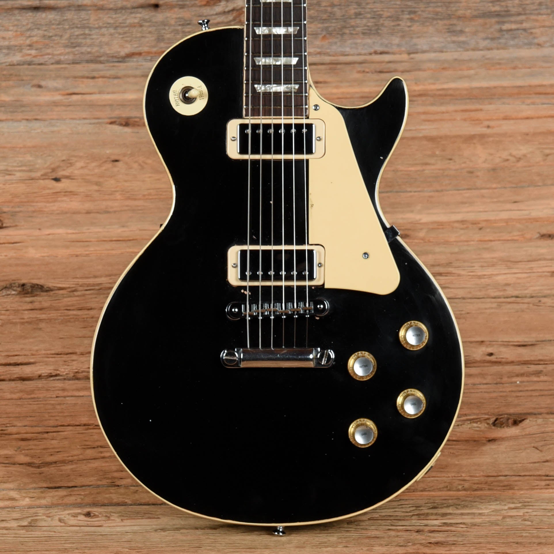 Gibson Les Paul Deluxe Black Refin 1970s Electric Guitars / Solid Body