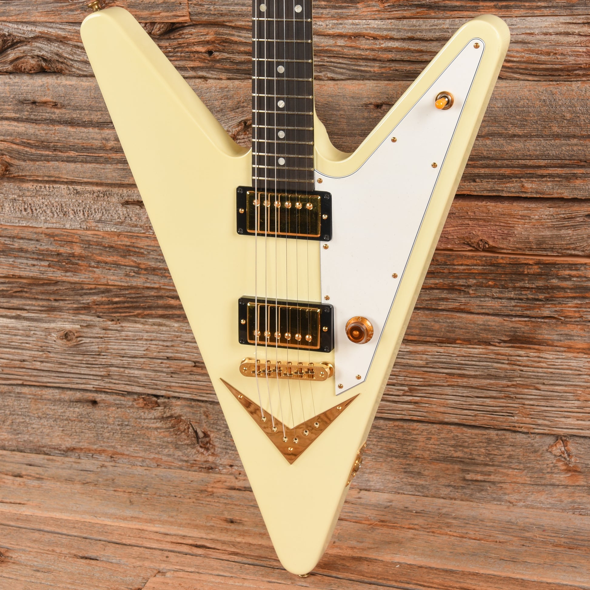 Gibson Reverse Flying V White  - Dave Amato of REO Speedwagon Electric Guitars / Solid Body