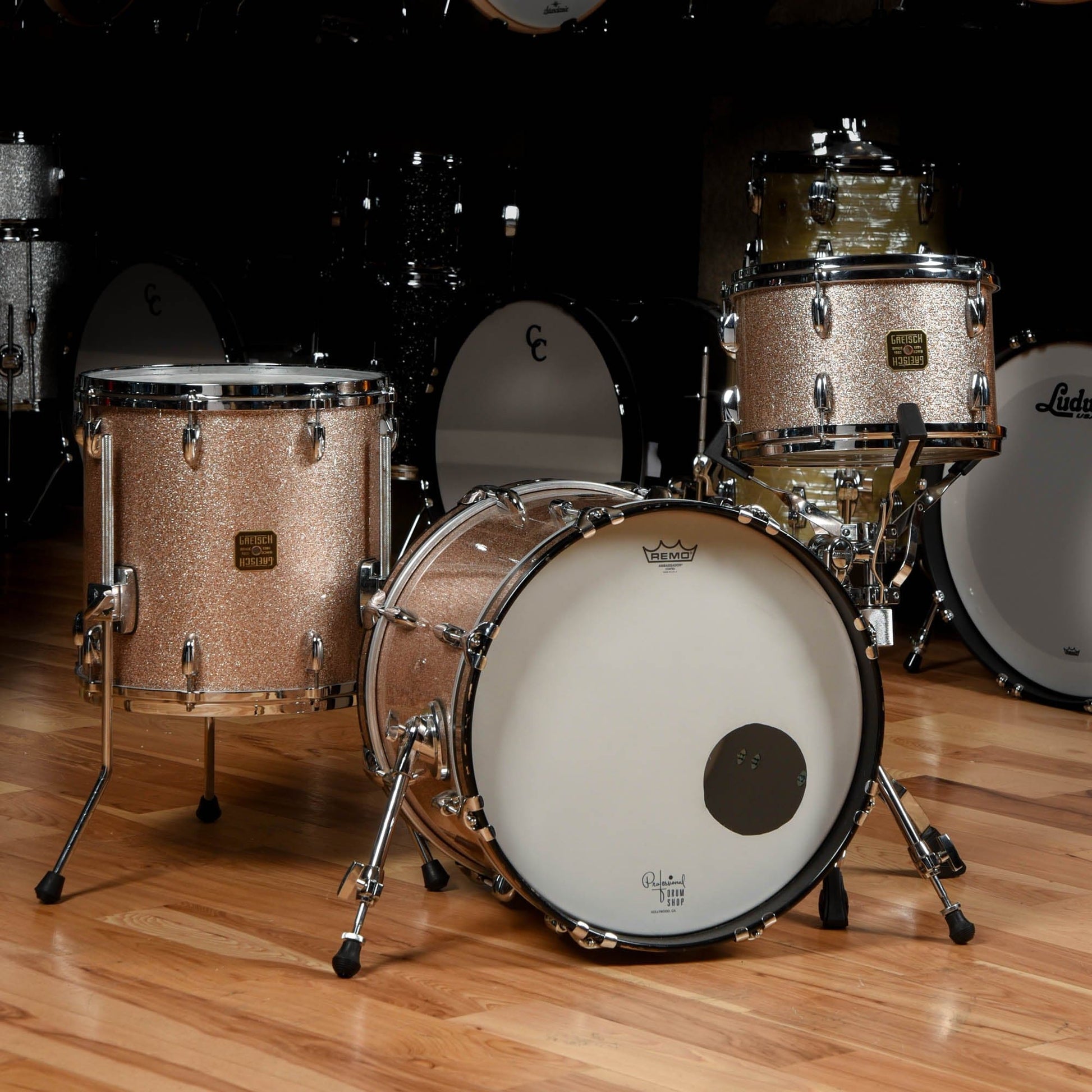 Gretsch USA Custom 12/14/18 Drum Kit 3pc Champagne Sparkle USED Drums and Percussion / Acoustic Drums / Full Acoustic Kits