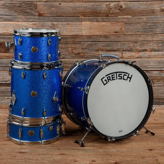 Gretsch Drums Broadkaster 12/14/20 5.5x14 4pc. Drum Kit Blue Sparkle (Vintage Build) USED Drums and Percussion / Acoustic Drums / Full Acoustic Kits