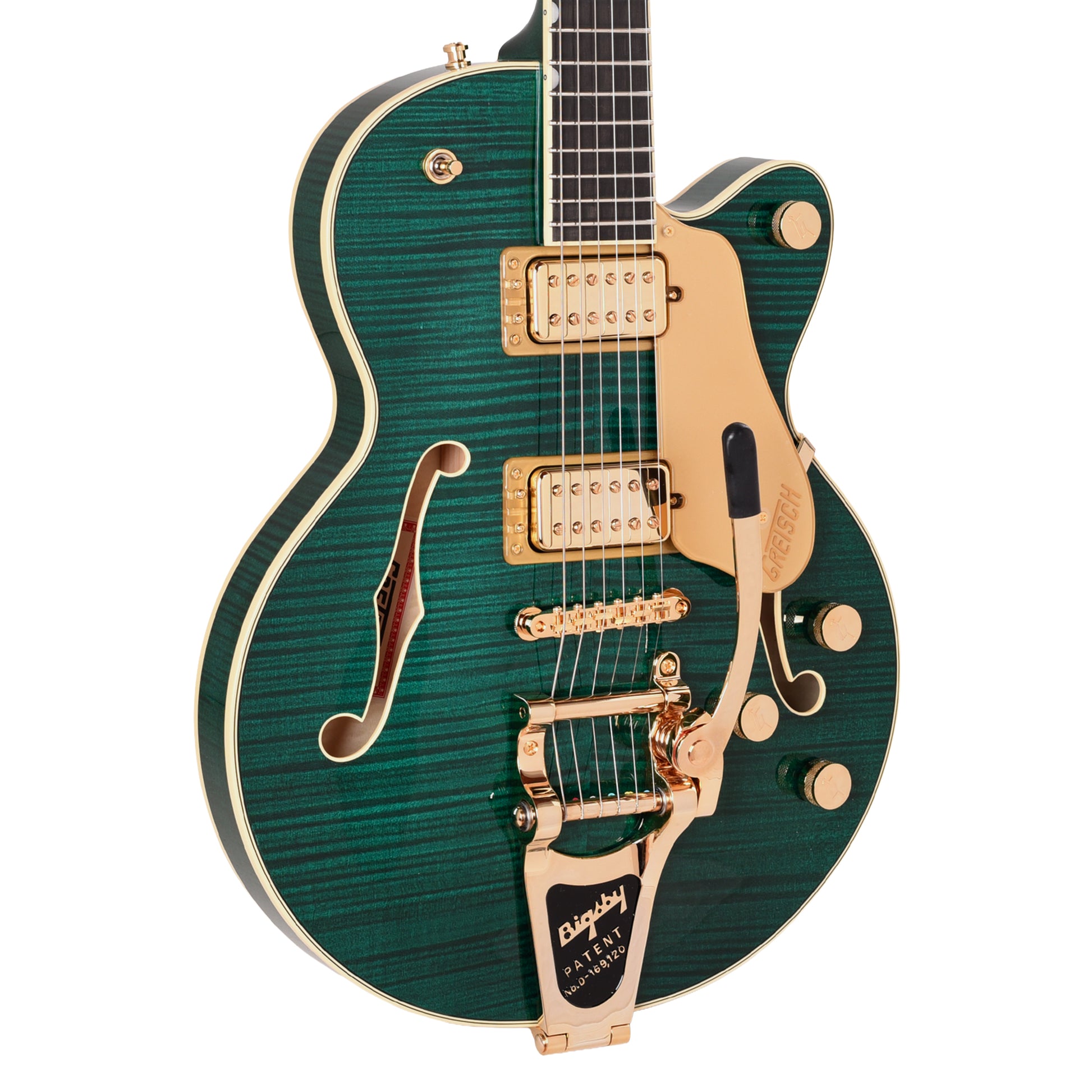 Gretsch Broadkaster Jr. LX Figured Center Block Tropic Aura Gold Hardware w/String-Thru Bigsby Electric Guitars