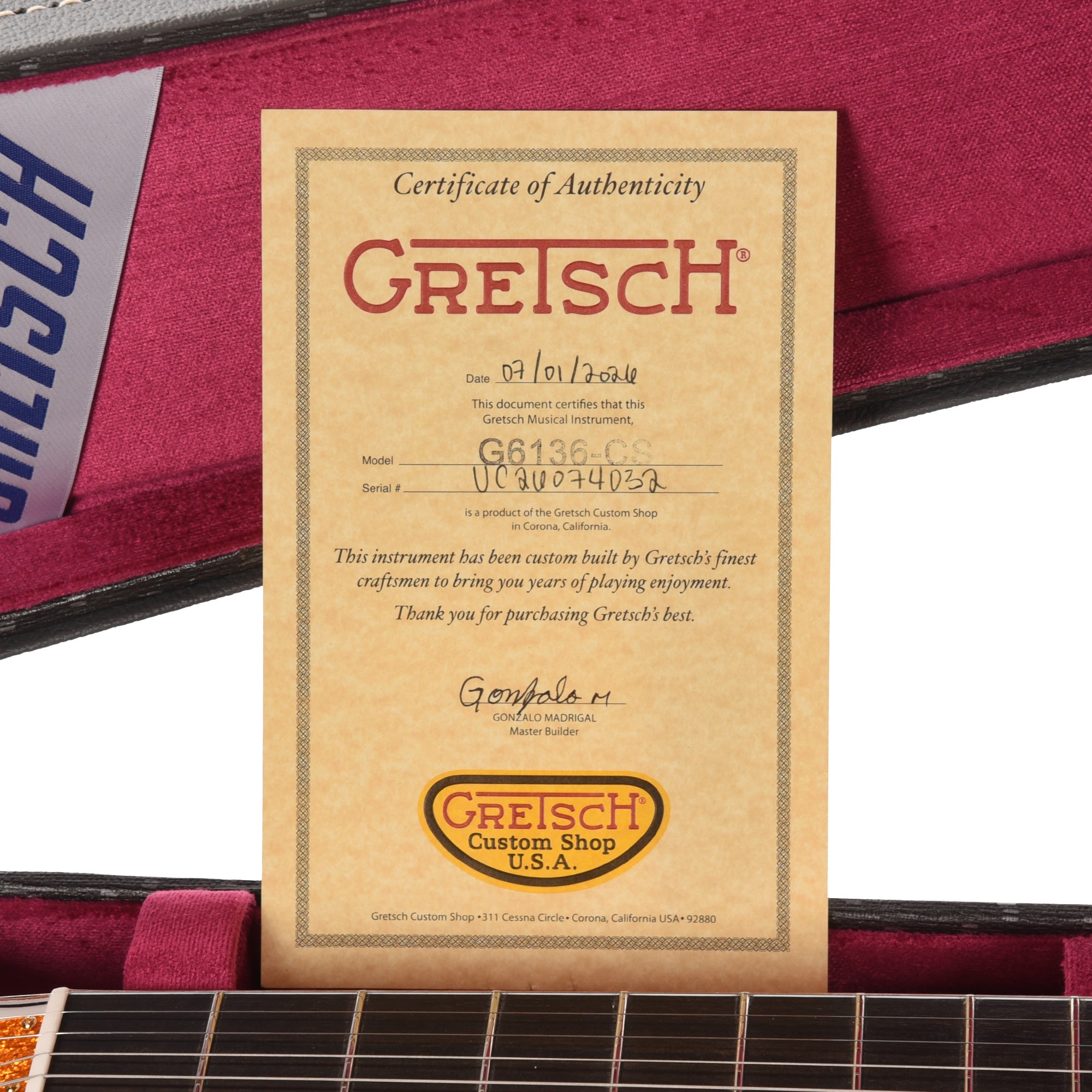 Gretsch Cusotm Shop G6136T-59 Falcon NOS Super Aged White Master Built by Gonzalo Madrigal Electric Guitars