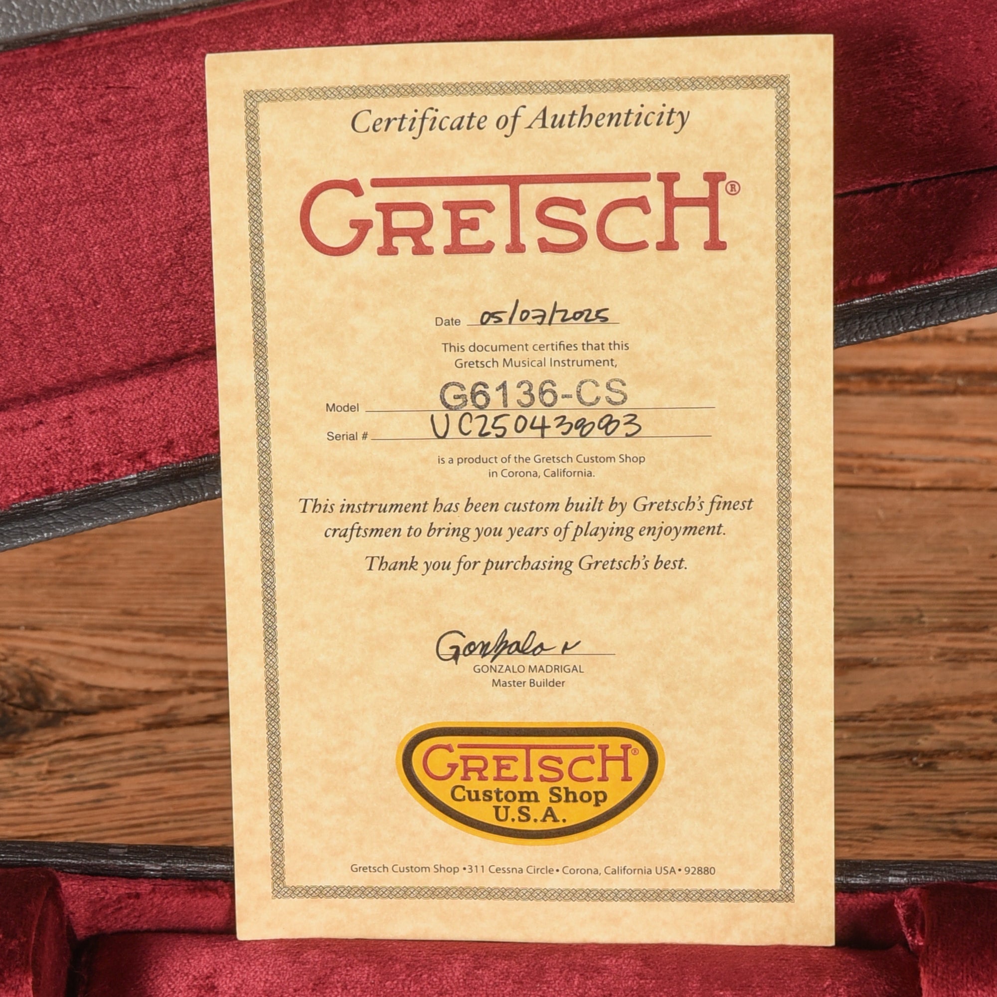 Gretsch Custom Shop G6136-55 Paisley Falcon Relic Master Built by Gonzalo Madrigal Candy Apple Burst 2025 Electric Guitars