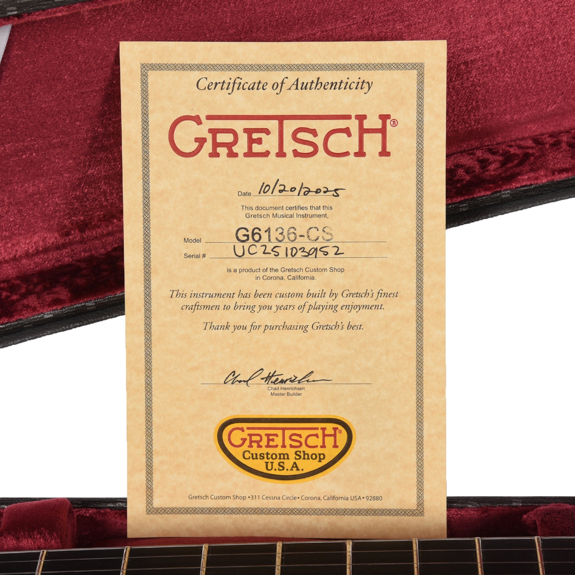 Gretsch Custom Shop G6136-59 Falcon NOS Aged Champagne Sparkle Master Built by Chad Henrichsen Electric Guitars / Hollow Body