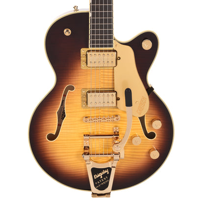 Gretsch Broadkaster Jr. LX Figured Center Block Caramel Dawn Gold Hardware w/String-Thru Bigsby Electric Guitars / Semi-Hollow
