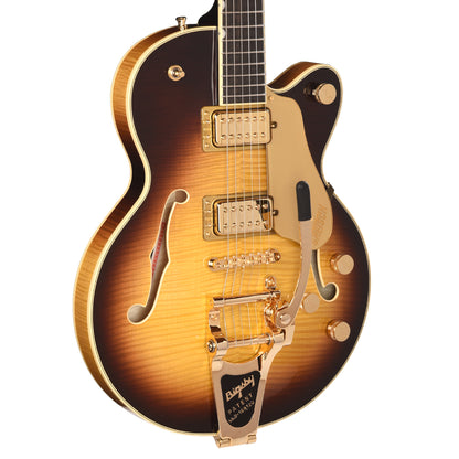 Gretsch Broadkaster Jr. LX Figured Center Block Caramel Dawn Gold Hardware w/String-Thru Bigsby Electric Guitars / Semi-Hollow