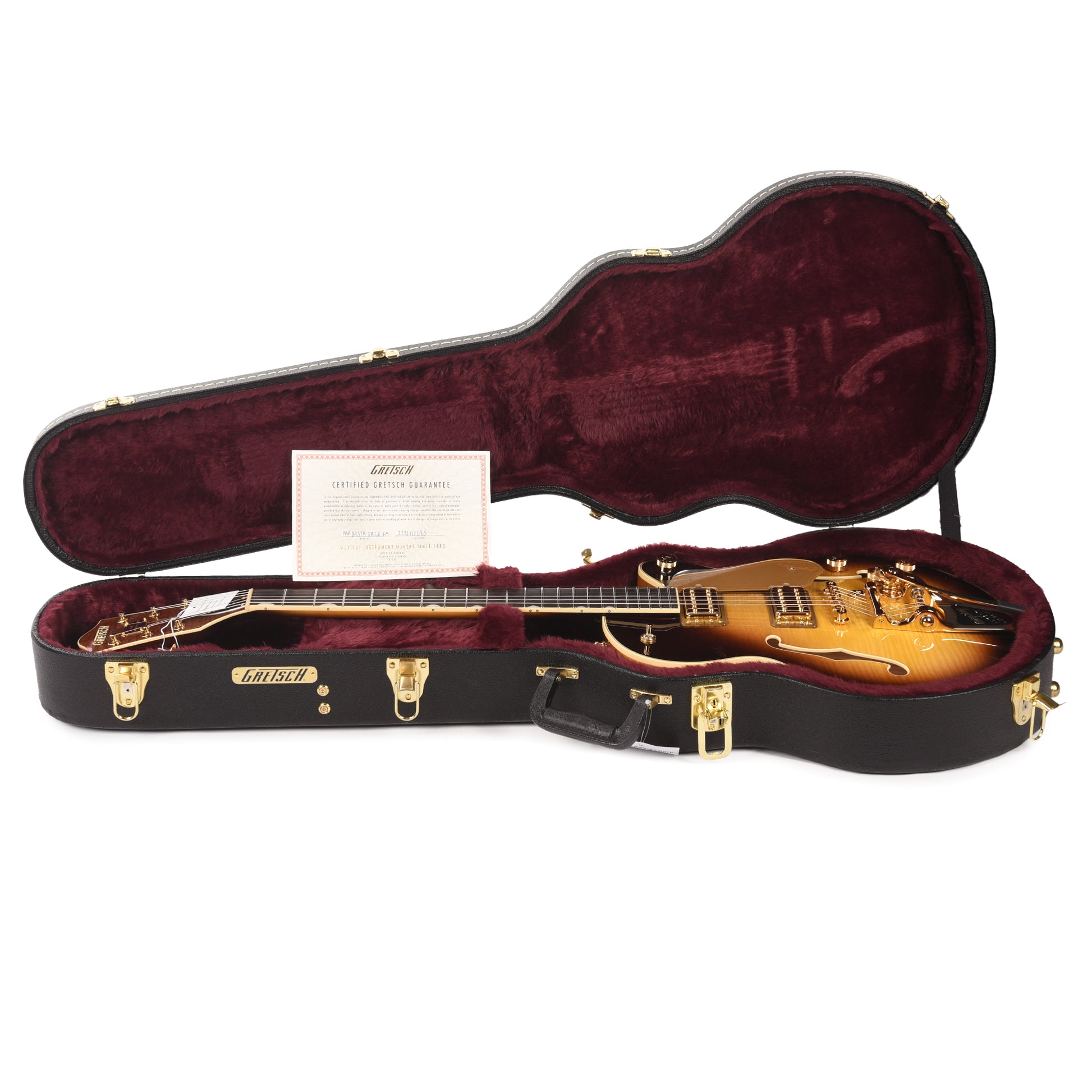 Gretsch Broadkaster Jr. LX Figured Center Block Caramel Dawn Gold Hardware w/String-Thru Bigsby Electric Guitars / Semi-Hollow