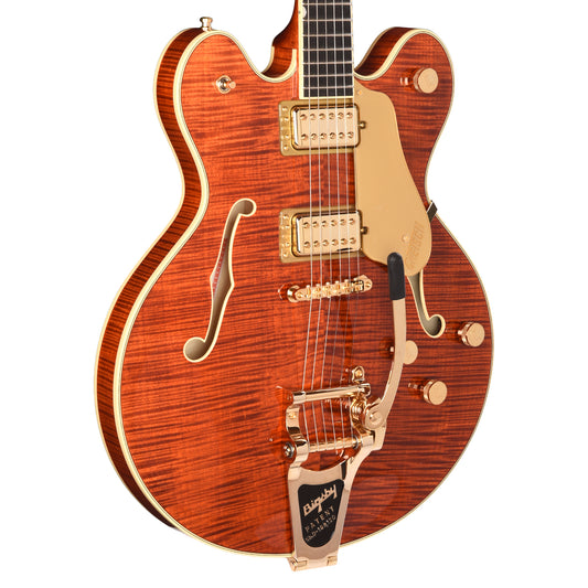 Gretsch Broadkaster LX Figured Center Block Bourbon Stain Gold Hardware w/String-Thru Bigsby Electric Guitars / Semi-Hollow