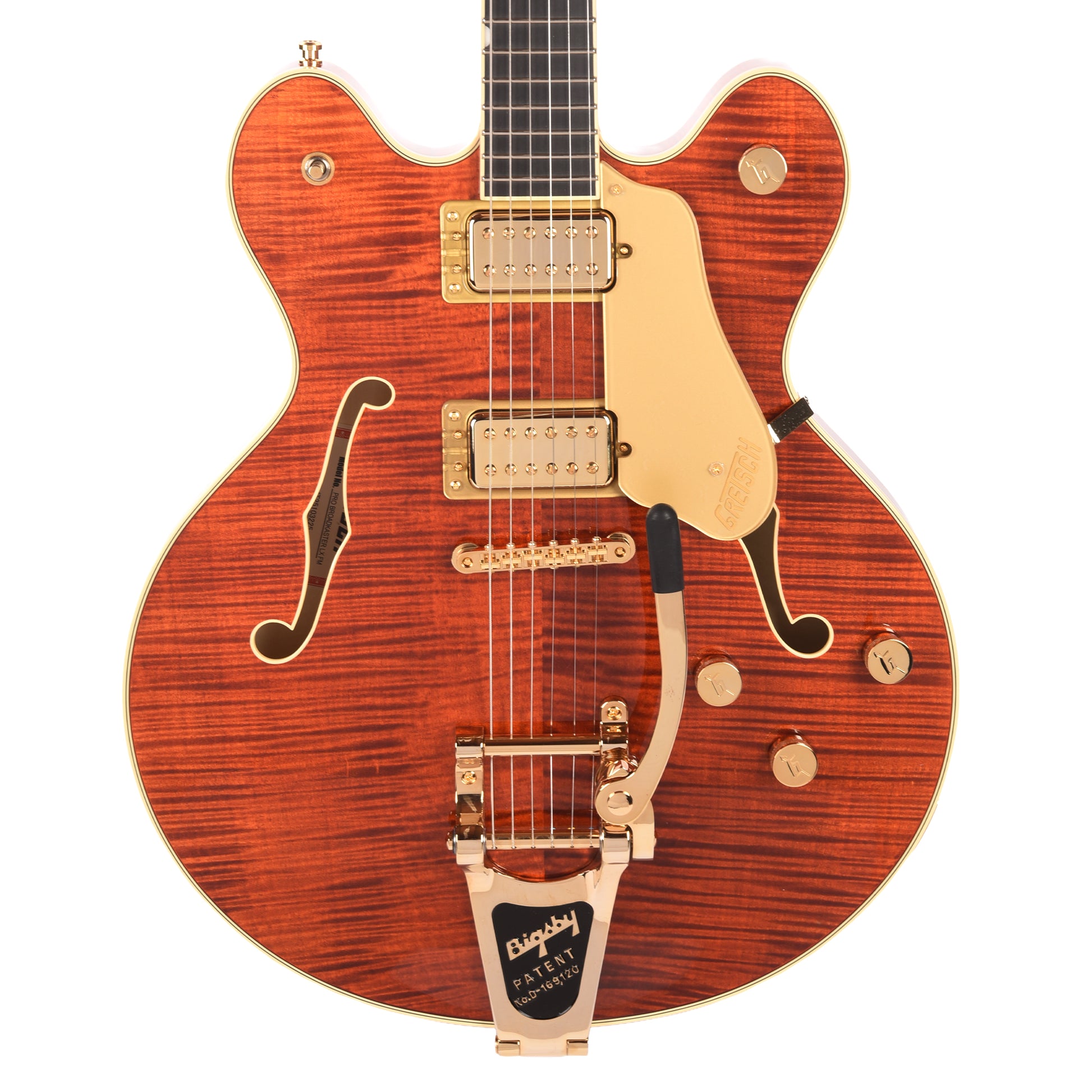 Gretsch Broadkaster LX Figured Center Block Bourbon Stain Gold Hardware w/String-Thru Bigsby Electric Guitars / Semi-Hollow
