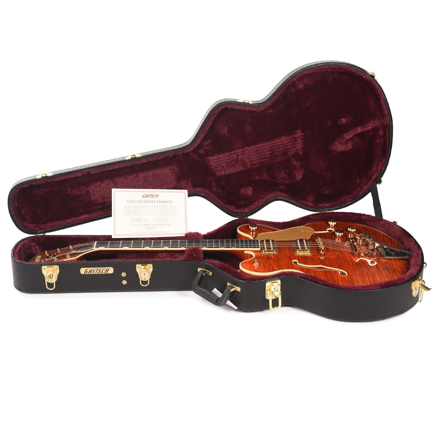 Gretsch Broadkaster LX Figured Center Block Bourbon Stain Gold Hardware w/String-Thru Bigsby Electric Guitars / Semi-Hollow