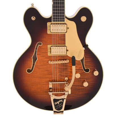 Gretsch Broadkaster LX Figured Center Block Havana Burst Gold Hardware w/String-Thru Bigsby Electric Guitars / Semi-Hollow