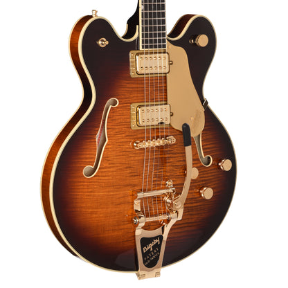 Gretsch Broadkaster LX Figured Center Block Havana Burst Gold Hardware w/String-Thru Bigsby Electric Guitars / Semi-Hollow